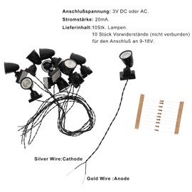 LYC18 5 pcs Model Railway Christmas Lamp Post Flood Lights O Scale LEDs NEW