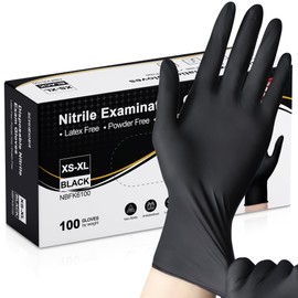 Schneider Nitrile Exam Gloves, Black Latex Free Powder Free Disposable Gloves for Medical, Cooking, Cleaning, and Food Prep (X-Large, 100)