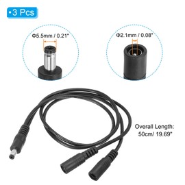 PATIKIL 1 Male to 2 Female DC Power Distribution Cable 3 Pack 5.5 mm x 2.1 mm Y Splitter Cable for CCTV Cameras Router LED Light Strip