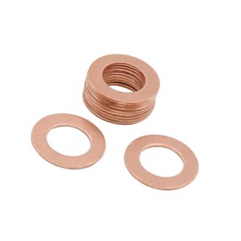 ACROPIX 12mm Inner Dia Copper Crush Washers Flat Car Sealing Gaskets Plate Rings Copper Tone - Pack of 10