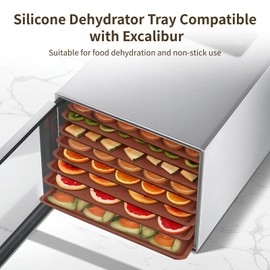4 PCS Silicone Dehydrator Trays, 14 x 14 in Silicone Dehydrator Sheets Compatible with Excalibur, Non-Stick Mat for Fruits Veggies Meat