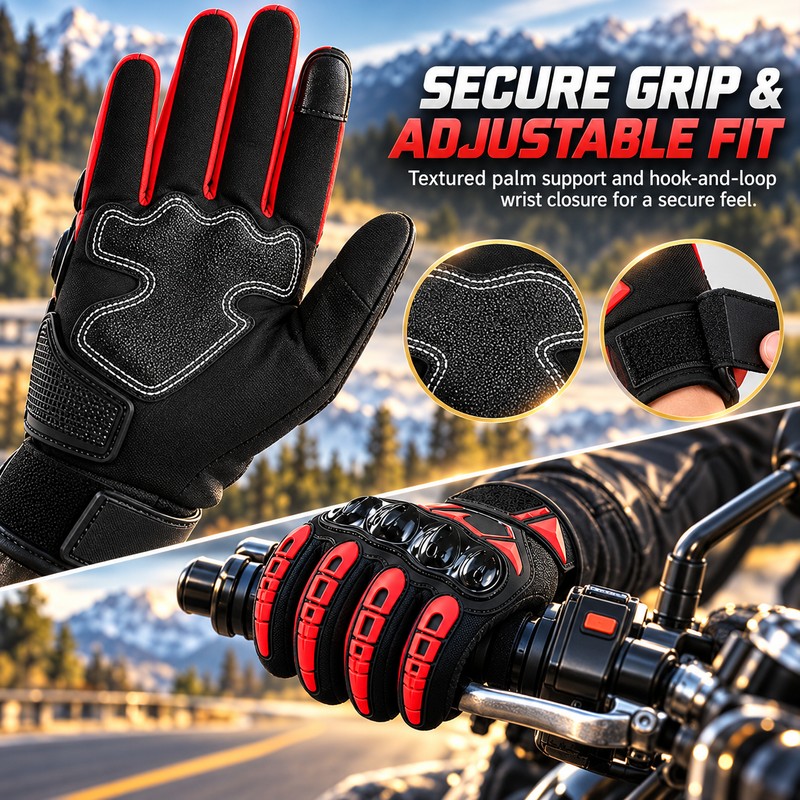 Motorcycle Riding Gloves for Men and Women – Touchscreen, Water-Resistant