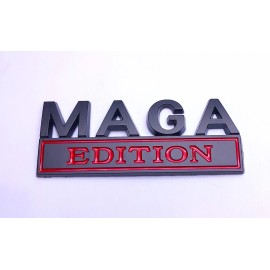 DIGIART INTERNATIONAL TRUMP MAGA EDITION EMBLEM STICKER 3D ZINC ALLOY METAL MATTE BLACK FINISH