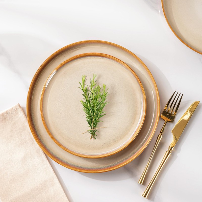 LERATIO Ceramic Dinner Plates Set of 6, 10.5 Inch Reactive