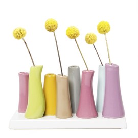 Chive - Pooley 2, Ceramic Flower Vase, 8-Tube Shape (Magenta Pink)