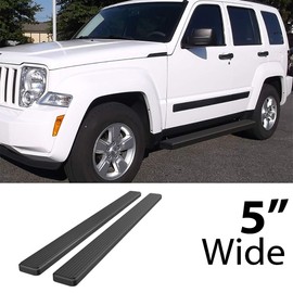 APS Running Boards 5 inches Matte Black Compatible with Jeep Liberty 2008-2013 (Nerf Bars Side Steps Side Bars)