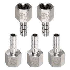 HARFINGTON Stainless Steel Barbed Fitting 1/4" NPT Female to 1/4" Hose ID for Home Brew Pipe Fitting Direct Thread Connector Durable Construction