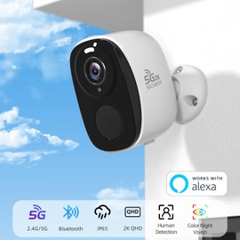 4pcs 5G/2.4G WiFi Security Cameras Wireless Outdoor,2K Home Indoor Camera with AI Detection, Siren,Wireless Cameras for Home Security with Color Night Vision, 2-Way Talk, IP65, Works/Alexa, Cloud/SD
