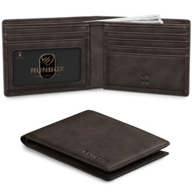 RUNBOX Wallet for Men,Mens Wallet,Slim Leather Bifold,RFID Blocking 8 Slots Gift Box