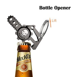 Hephis Chainsaw Skull Car Keychain with Dual Rings for Men,Women,Bottle Opener(Gun Black)