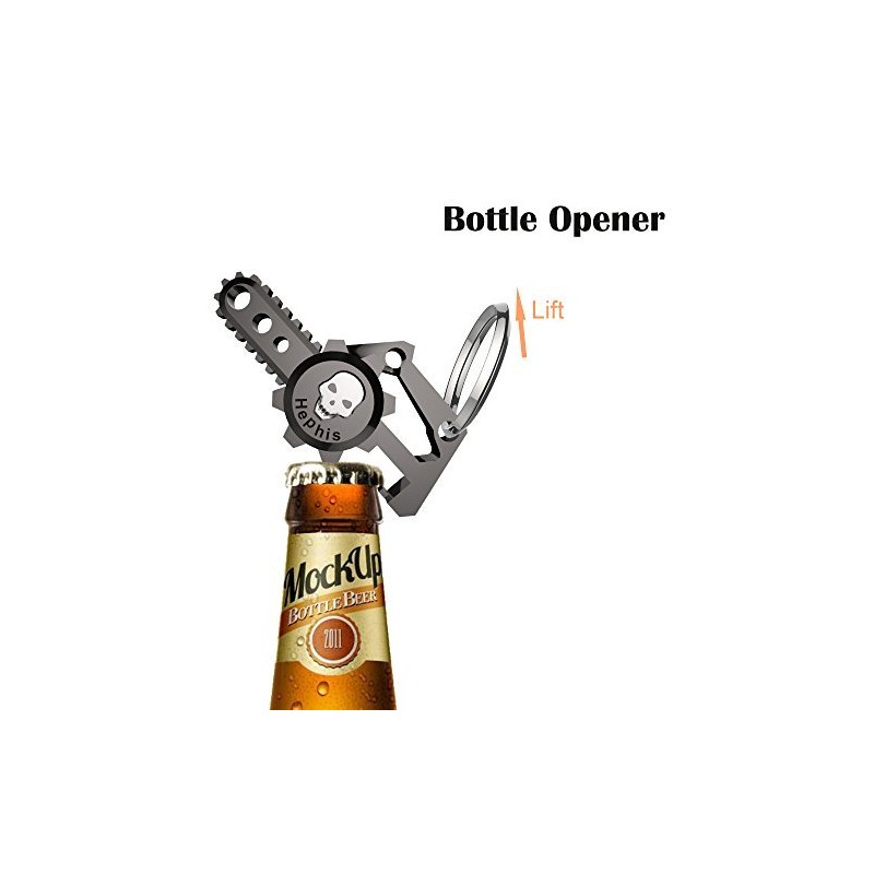 Hephis Chainsaw Skull Car Keychain with Dual Rings for Men,Women,Bottle