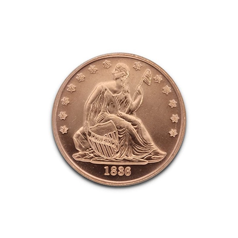 1 oz (AVDP Ounce) .999 Fine Copper Seated Liberty Coin