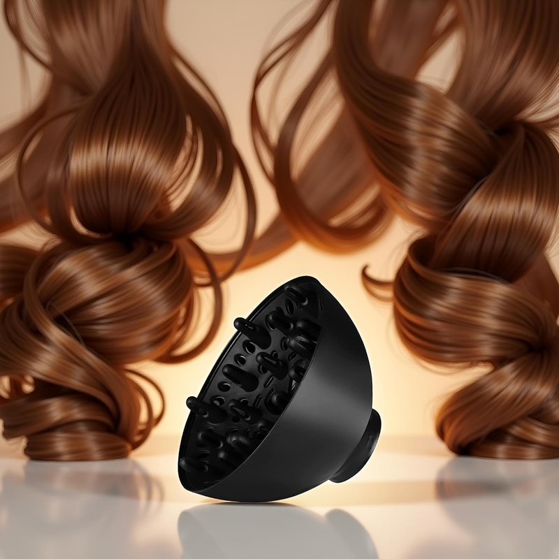 Black Universal Hair Diffuser Adaptable for Blow Dryers for Curly,