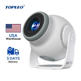 Topleo Portable Home Theater Projector with Android 14 Smart System for Outdoor Cinema Video Android Projectorcolor: White