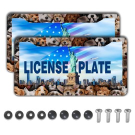 License Plate Frames Multicolor Custom License Plate Frame Dogs Collection Universal Aluminum Car Accessory 2 Pack with Screw Covers Set