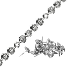 uxcell Upholstery Tacks Strips, 1Meter Flower Decorative Nail Trims for Sofa Headboard Chair Furniture with Upholstery Nails (11mm Silver)