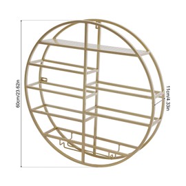 ILWorkTLs Round Wall Mounted Wine Rack,Wine Display Rack,Hanging Wine Bottle Holder for Home Bar Dining Room Kitchen,Gold