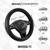 Road Comforts Leather Steering Wheel Cover – Black & Black,