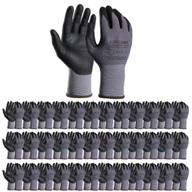 LOCCEF Safety Work Gloves MicroFoam Nitrile Coated-36 Pairs,Seamless Knit Nylon Gloves,Home Improvement,Micro-Foam Gloves (36 Pairs, 7/S)