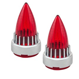 FATECIM 2" Bullet Turn Signal Light Supersonic Replacement Red Lenses Covers for Softail Street Road Glide Fat boy Sportster Dyna Deluxe Bikes Snap On repl. OEM# 68973-00 Chrome Bezel