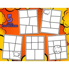 Libros de cómic en blanco para niños | Juego de 2 | Crea tus propios cómics y dibujos animados con 5 plantillas de cómics | Idea de regalo creativa | Viaje por carretera esencial