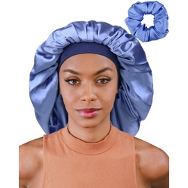 Silk sleep cap, satin cap, sleep cap for curly hair, wrap for dreadlocks, Sky