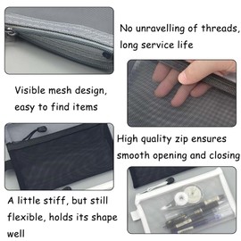 RANYAKE 4PCS Pencil Case Large Capacity,Clear Pencil,Nylon Mesh Pen Pouch,Multi-Functional Storage Pen Bag,for Boys,Girls,Exam,Work(Black/Grey/White/Pink)
