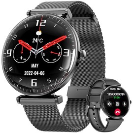 Hwagol Women's Smart Watch, Convex Light Thin Smartwatch for Women, 4.3 cm 1.43 Inch AMOLED Touch Screen, Sports Watch with Fitness Watch, DIY Dial, Sleep Monitor, Pedometer for Android iOS