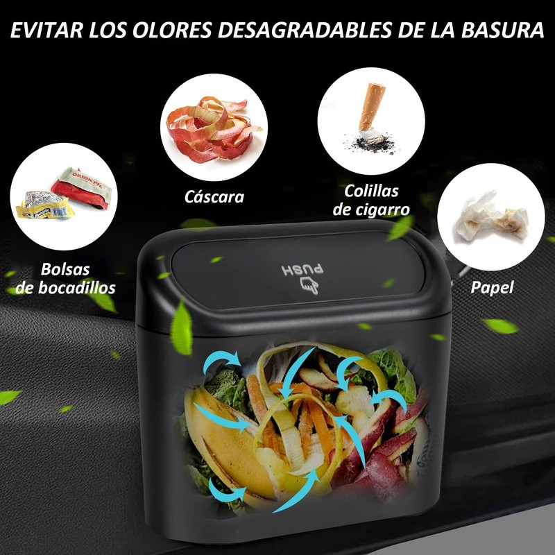 2 Cubo de Basura para Coche con Tapa, Mini Bote