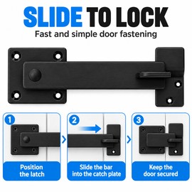5 Inch Heavy Duty Barn Door Bolt Lock, Dark Brushed Iron Door Latch for Wooden Gates, Sheds, Cabinets, Storage Doors and Home Hardware