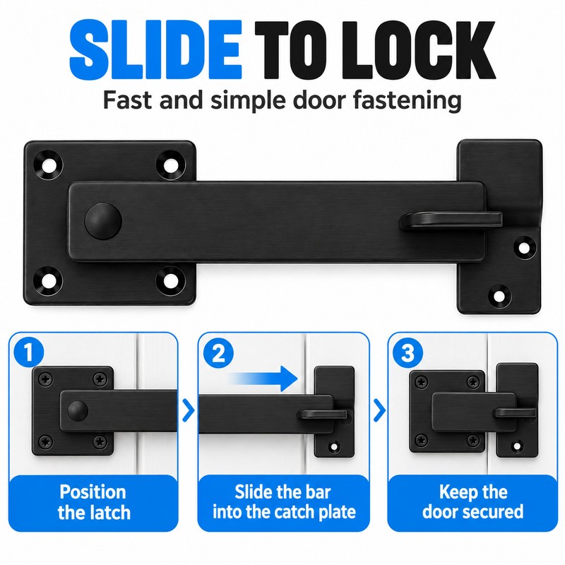 5 Inch Heavy Duty Barn Door Bolt Lock, Dark Brushed