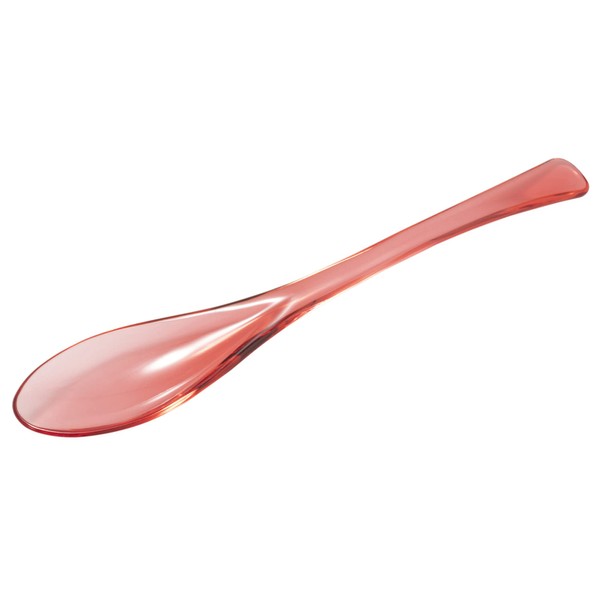Plakira Non-Breakable Transparent Spoon, Cutlery, Red, Length 7.9 inches (20 cm), Dishwasher Safe, Heat Resistant to 222°F (100°C), For Camping, Outdoors, Glamping, Kids, Tritan Material, Made in Japan