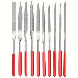Guitar File Set, 10pcs Fret Nut Saddle Slot Pickguard Grinding Files Diamond Guitar Nut Fret Pin Needle File Luthier Repair Tool for Guitar Violin