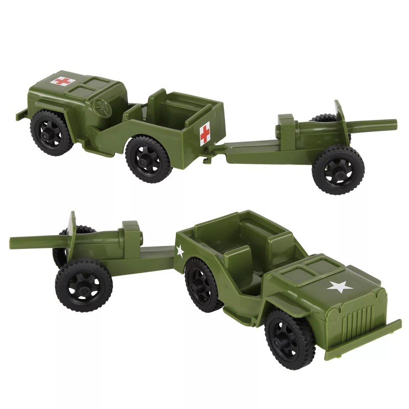 BMC Toys TimMee Processed Plastic OD GREEN Willys Jeep Artillery