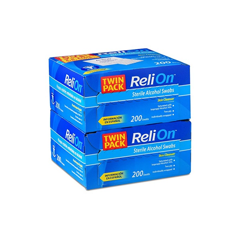 ReliOn - Hisopos de alcohol estériles, 200 unidades, (paquete de