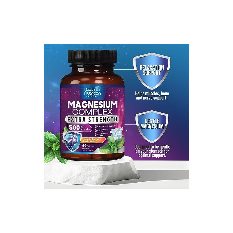 Health Nutrition Naturals Cápsulas Complejo Magnesio 500 Óxido Glicinato Malato