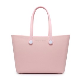 Versa Tote CARRIE Large Rubber Beach Bag Lightweight Waterproof Washable Durable Travel Tote for Boat Pool Sports Gym, Light Pink