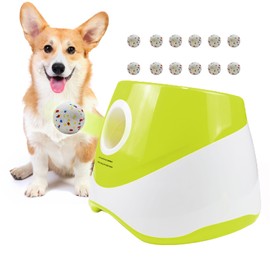 TianfuSpanda Automatic Ball Launcher for Dogs, Interactive Dog Ball Thrower with 12pcs 58mm ETPU Tennis Balls,Three Range Modes, One Button Control, Support C-Type Charging