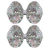 3.5in Glitter Silver Hair Bow Clips Cute Sparkly Hairpins Alligator