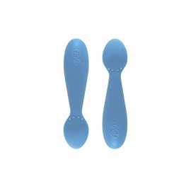 ezpz Tiny Spoon (2 Pack in Blue) - 100% Silicone Spoons for Baby Led Weaning + Purees - Designed by a Pediatric Feeding Specialist - 4 Months+
