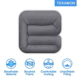 TEKAMON All Season Oversized King Comforter Soft Quilted Down Alternative Duvet Insert with Corner Tabs, Luxury Fluffy Reversible Collection for Hotel,Charcoal Grey,116 x 98