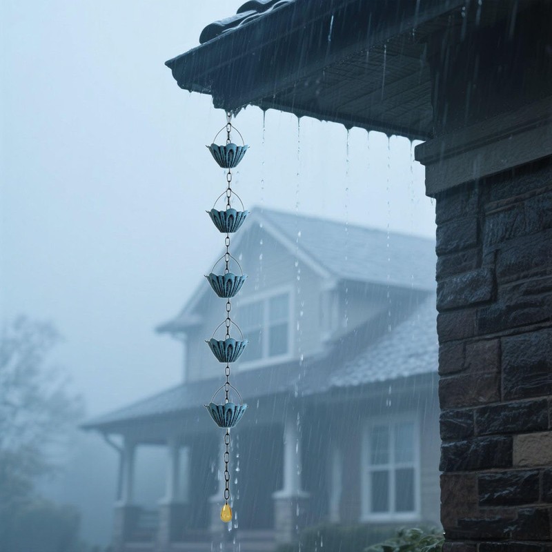 Rain Chain Gutter Downspout Catcher Outside Water Diverter Decorative Garden