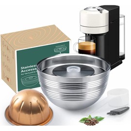Sesama Stainless Steel Coffee Capsule Compatible for VERTUO NEXT & POP New Model & VertuoPlus &Delonghi ENV135S Machine Coffee Reusable Pods Holder For Vertuo Next Machine & POP (Single Pod)