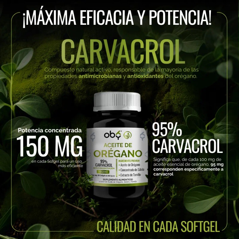 Aceite Oregano Carvacrol Sábila Tomillo Oil Candida Cleanse 100 Natural