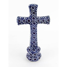 Polish Pottery Market Standing Cross – Handcrafted by Zaklady Boleslawiec Poland - Hand-Painted Polish Stoneware