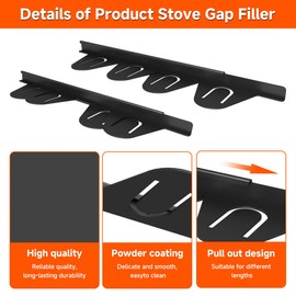 Stove Gap Covers for Kitchen Between Counter Side Easy Retractable Filler Guards Trim Kit Heat Resistant Easy Clean Extendable Protector Length Adjustable Range From 13.8in to 27.6in Black 2 Pack