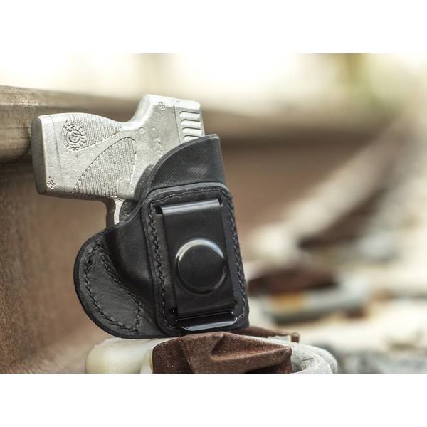 OUTBAGS USA LS4TCP (Black-Right) Full Grain Heavy Leather IWB Conceal Carry Gun Holster for Taurus 738 TCP. Handcrafted in USA.