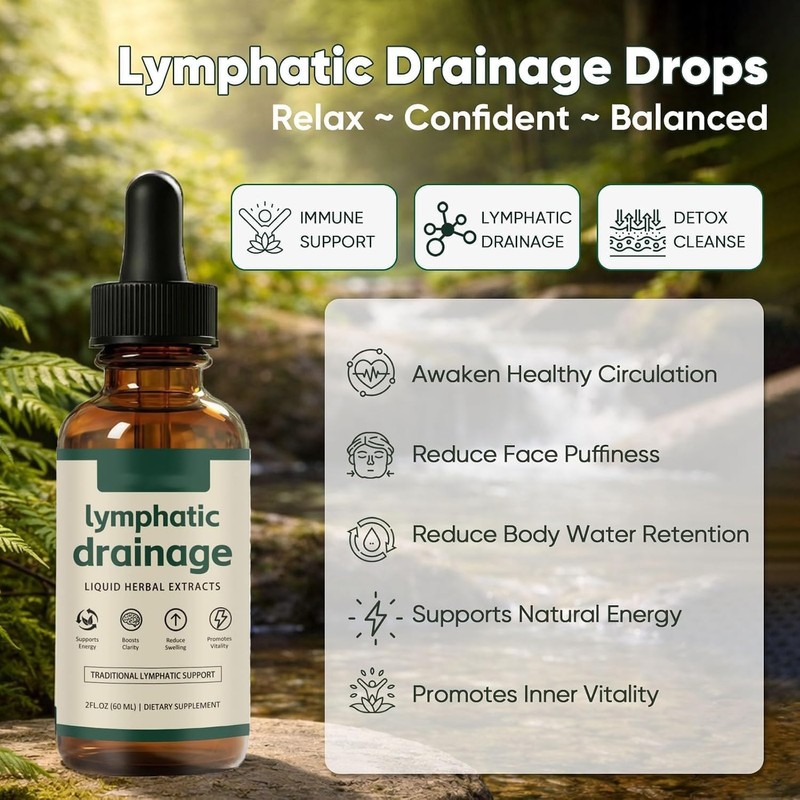 Lymphatic Drainage Drops,2026 New Lymphatic Drops, Natural Ingredients, for Men