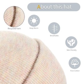 Achiou Knit Womens Beanie Hat, Men Winter Ski Hat, Warm Cuffed Beanies, Soft Slouchy Plain Knitted Skull Cap Unisex Pale Yellow
