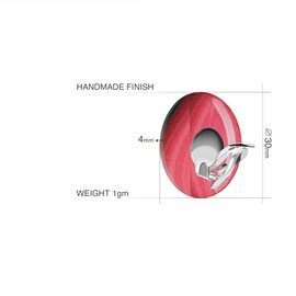 Handmade Large Round Clip on Earrings - Non Pierced Ears for Women (Red Coral)